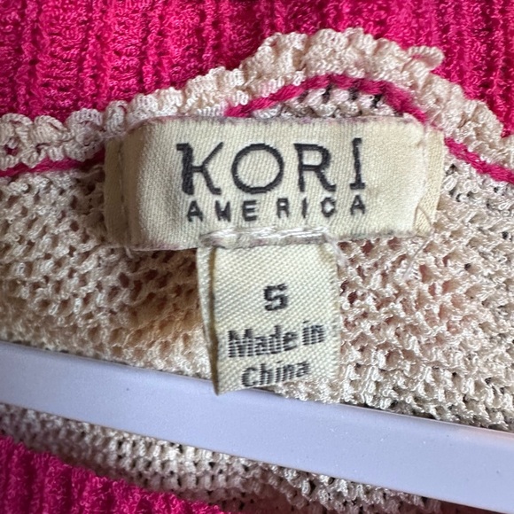 Kori Cream and Pink Knit Striped Small Oversized Sweater - Picture 3 of 5
